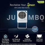 Symphony Jumbo 70 Desert Air Cooler with Free Trolley - 70L, Aspen Cooling Pads, Powerful Fan with Whisper-Quiet Performance, 185W Low Power Consumption, Cool Flow Dispenser, Ideal for Large Rooms (Hot & Dry Climate)
