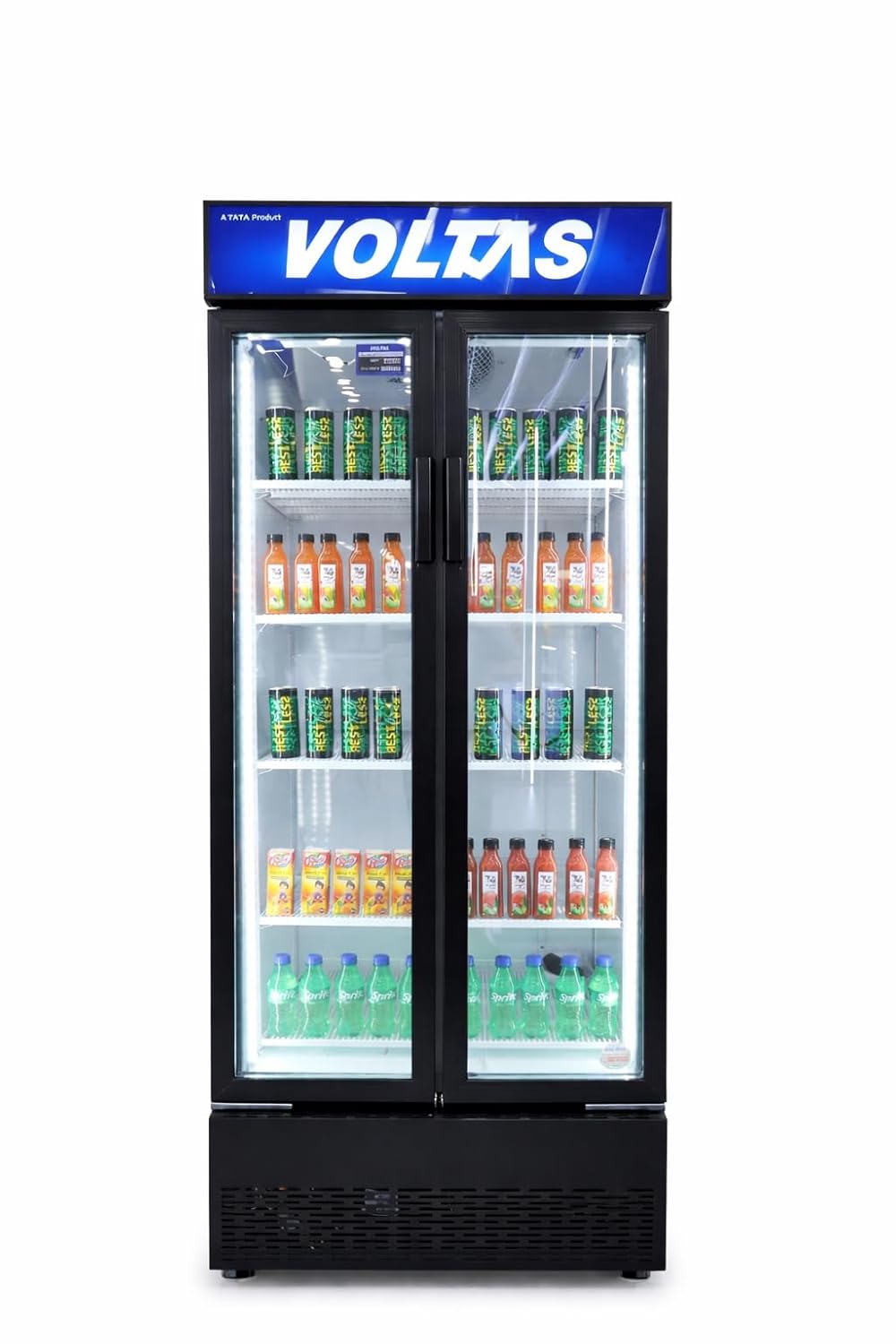 Voltas 695L Double Door Visi Cooler | Two-Pane Glass Door Design | High-Durability Premium Metal and Glass Construction | Optimal 0°C to 10°C Celsius Beverage Temperature Maintenance | Long-Lasting UV-Grade Plastic Material-VC GT 550 DD P METALLIC GRY