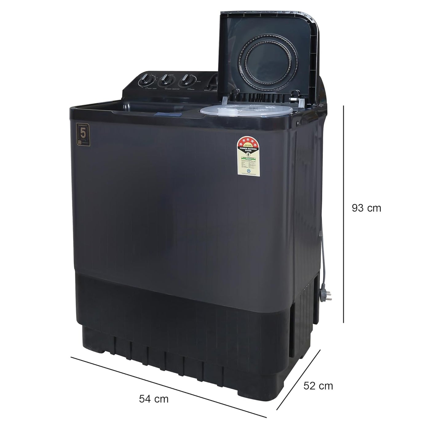 Haier 9kg Semi-Automatic Top Load Washing Machine | 1300 RPM High Speed Spin | Vortex Pulsator | Protective Rat Mesh | 3 Wash Programs | Durable Plastic Drum | Energy Efficient Large Capacity Washer-(HTW90-196BBK, Black)