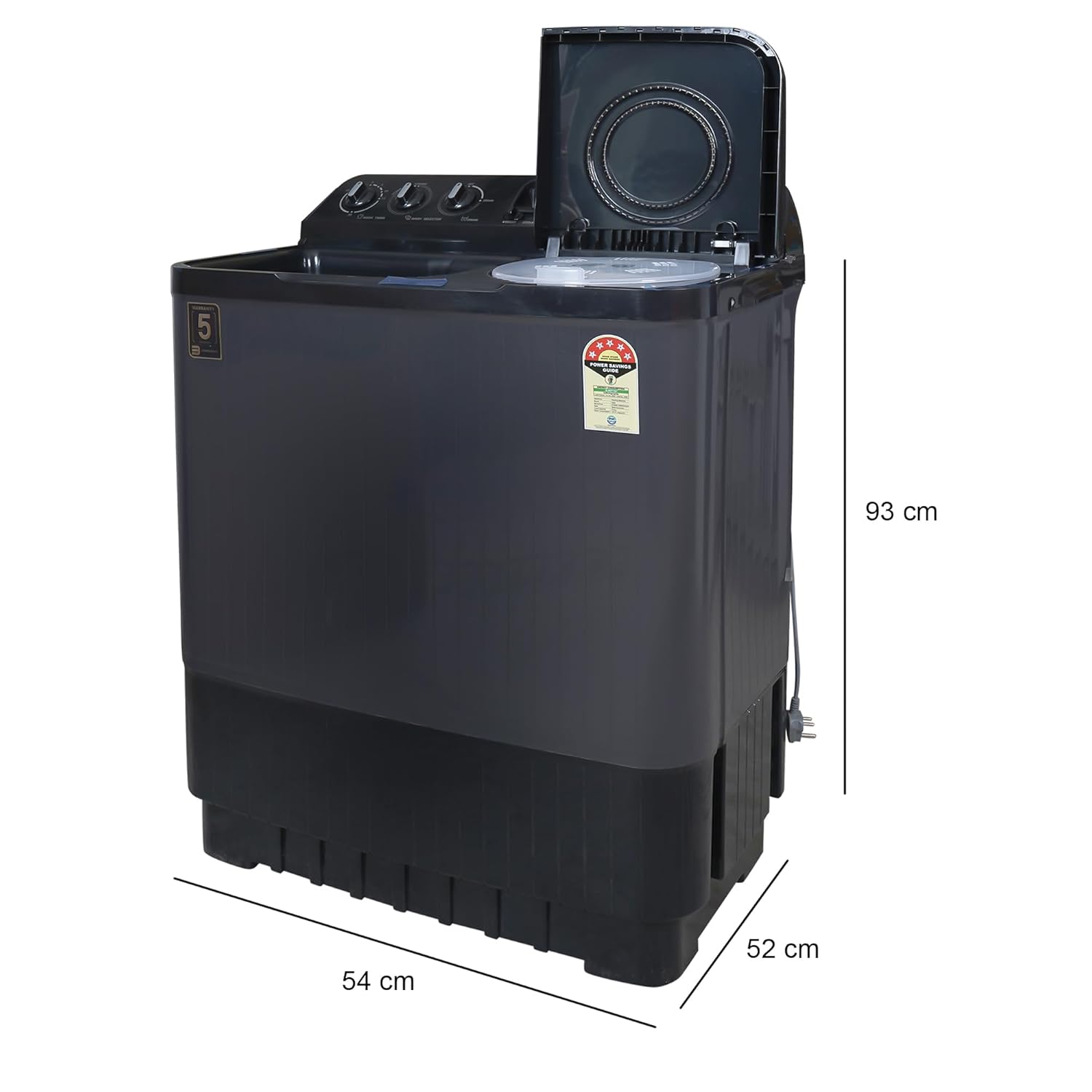 Haier 9kg Semi-Automatic Top Load Washing Machine | 1300 RPM High Speed Spin | Vortex Pulsator | Protective Rat Mesh | 3 Wash Programs | Durable Plastic Drum | Energy Efficient Large Capacity Washer-(HTW90-196BBK, Black)