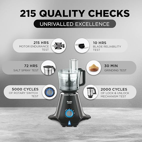 Preethi Zodiac MG-218 mixer grinder, 750 watt, Black/Light Grey, 5 jars - 3 In 1 insta fresh juicer Jar & Master chef food processor Jar, Vega W5 motor with 5yr Warranty & Lifelong Free Service -MG 218