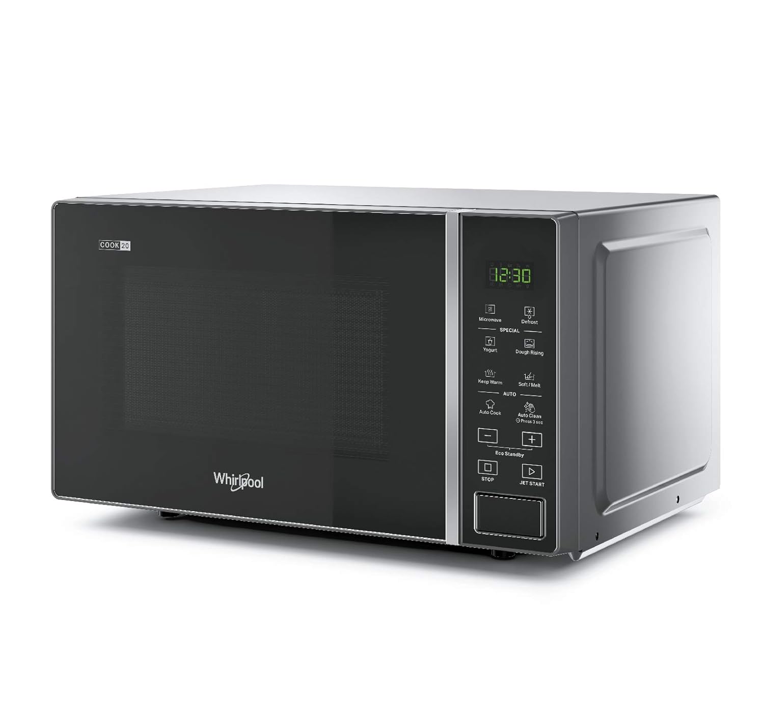 Whirlpool Magicook Pro 20SE 20L Solo Microwave Oven (Black, Stainless Steel Cavity, Mechanical Knob Control, Steam Clean, 700W)-50047