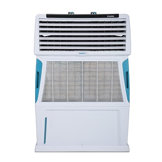 Symphony Touch 80 Personal Air Cooler For Home with 4-Side Aspen Pads, Powerful Double Blowers, i-Pure Technology and Closable Louvers (80L, White)