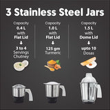 Preethi Eco Plus Mixer Grinder for Kitchen|750 Watt Mixie, 4 jars|Super Extractor juicer Jar| White (MG 157) -PRE5781571