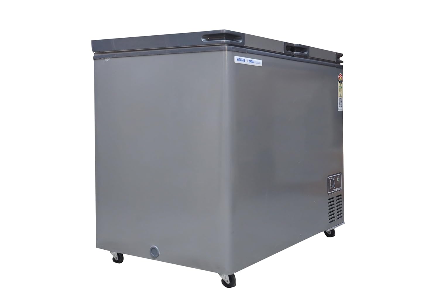 Voltas 303L Convertible Hard Top Deep Freezer (CVF321DA5-W1-GW, Grey, Stainless Steel Door, RC-5 Thermostat Control)