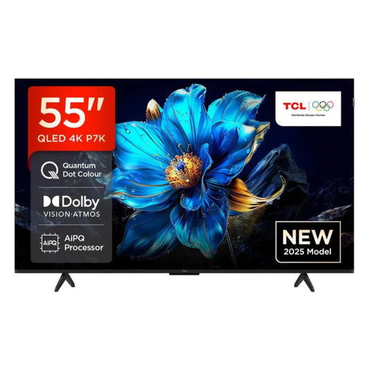 TCL 55-inch (139.7 cm )  4K UHD QLED Smart Google TV|64-bit Quad Core Processor | HDR 10+ & Dolby Atmos | 2GB RAM & 16GB ROM | Wi-Fi 5 & Bluetooth | Game Master | Multiple Eye Care | Screen Mirroring | The Ultimate Cinematic Experience-55P7K/55P71K