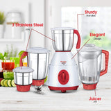 Prestige Perfect Plus 750W Mixer Grinder, Red - Stylish and Powerful Motor, Stainless Steel Jars, 1.5L Capacity, Knob Control |Reliable Kitchen Companion from TTK Prestige- Model: 42511