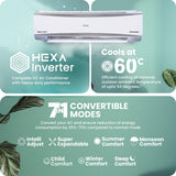 Haier Heavy Duty 2 Ton 5-Star Inverter Split AC - 5.05 ISEER, 100% Copper Heat Exchanger, R-32 Refrigerant, 6000W Full Cooling Capacity, Premium White Finish-(HS24HD-ANW5BN)