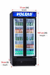 Voltas 695L Double Door Visi Cooler | Two-Pane Glass Door Design | High-Durability Premium Metal and Glass Construction | Optimal 0°C to 10°C Celsius Beverage Temperature Maintenance | Long-Lasting UV-Grade Plastic Material-VC GT 550 DD P METALLIC GRY