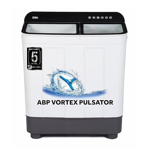 Haier 10 Kg 5 Star Voltex Pulsator Semi-Automatic Top Load Washing Machine (HTW100-178BK, Black)