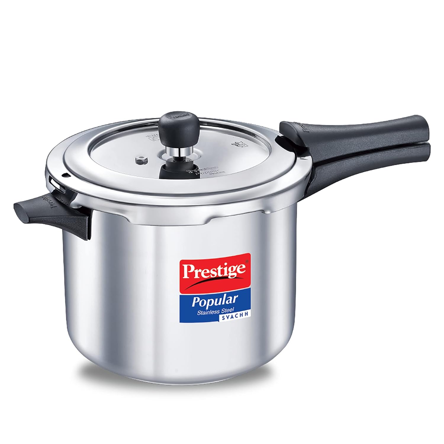 Prestige Popular Svachh Spillage Control Stainless Steel Outer Lid Pressure Cooker, 5 L (Silver)-20173