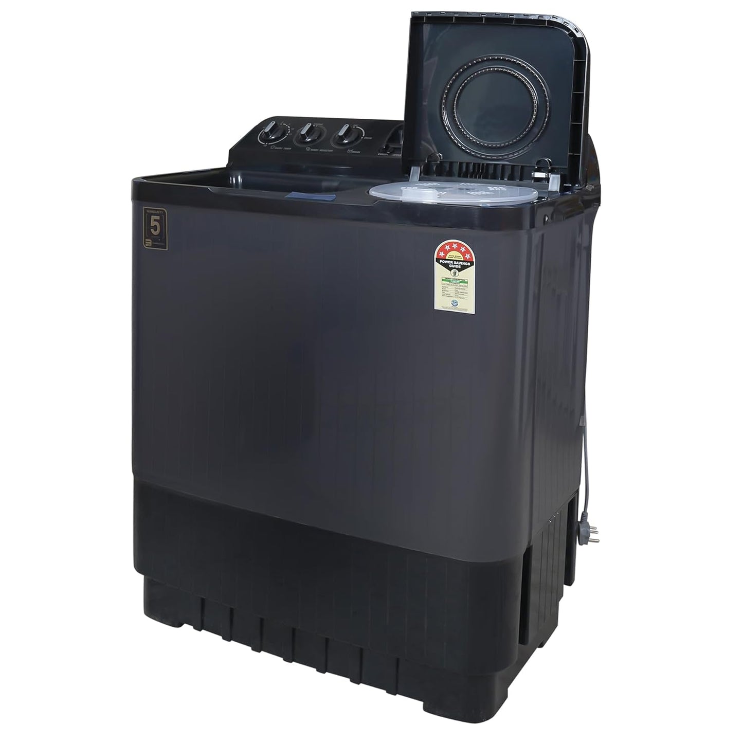 Haier 9kg Semi-Automatic Top Load Washing Machine | 1300 RPM High Speed Spin | Vortex Pulsator | Protective Rat Mesh | 3 Wash Programs | Durable Plastic Drum | Energy Efficient Large Capacity Washer-(HTW90-196BBK, Black)