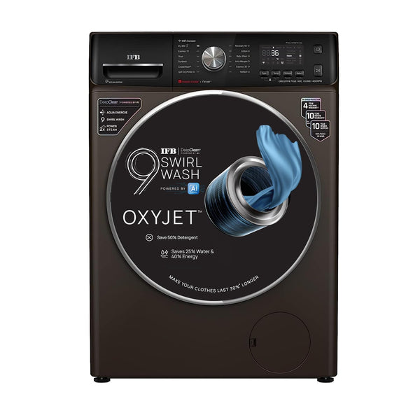 IFB 10 kg with Steam 5 Star AI Powered Eco Inverter with Wi-Fi Enabled Oxyjet 9 Swirl Wash, 4 Years Comprehensive Warranty Fully Automatic Front Load Washing Machine with In-built Heater Brown  (EXECUTIVE PLUS MXC 1014)