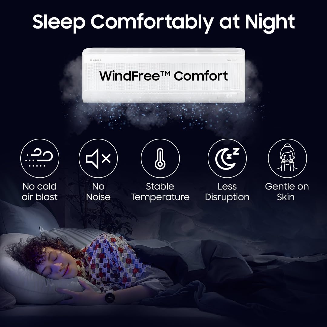 Samsung 2 Ton 3 Star Wi-Fi Inverter Split AC (Copper, WindFree Technology, Bespoke AI Energy Mode, 5-Step Convertible, 4-Way Swing, Alexa/Google/Bixby Control, White)-AR60H24D13WNNA