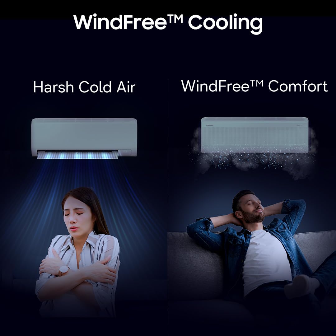 Samsung 2 Ton 3 Star Wi-Fi Inverter Split AC (Copper, WindFree Technology, Bespoke AI Energy Mode, 5-Step Convertible, 4-Way Swing, Alexa/Google/Bixby Control, White)-AR60H24D13WNNA