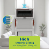 Symphony Touch 40 Room Air Cooler | High Efficiency Cooling | 185W | CFD Technology | 40L | Fully Closable Louvers | Manual Mode | Air Cooler with Wheels For Easy Mobility | White (TOUCH40)