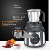 Prestige Endura 1000W Mixer Grinder with Ball Bearing Technology|Stainless Steel 3 Jars with Flow breakers|Overload protection|Black & Silver-42572