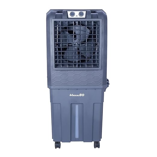 Novamax Blaze 80L Portable Air Cooler For Home/Office With Auto Swing Louvers, Honeycomb Cooling Pads & 4-Way Air Deflection With Low Power Consumption & Inverter Compatible (Grey)