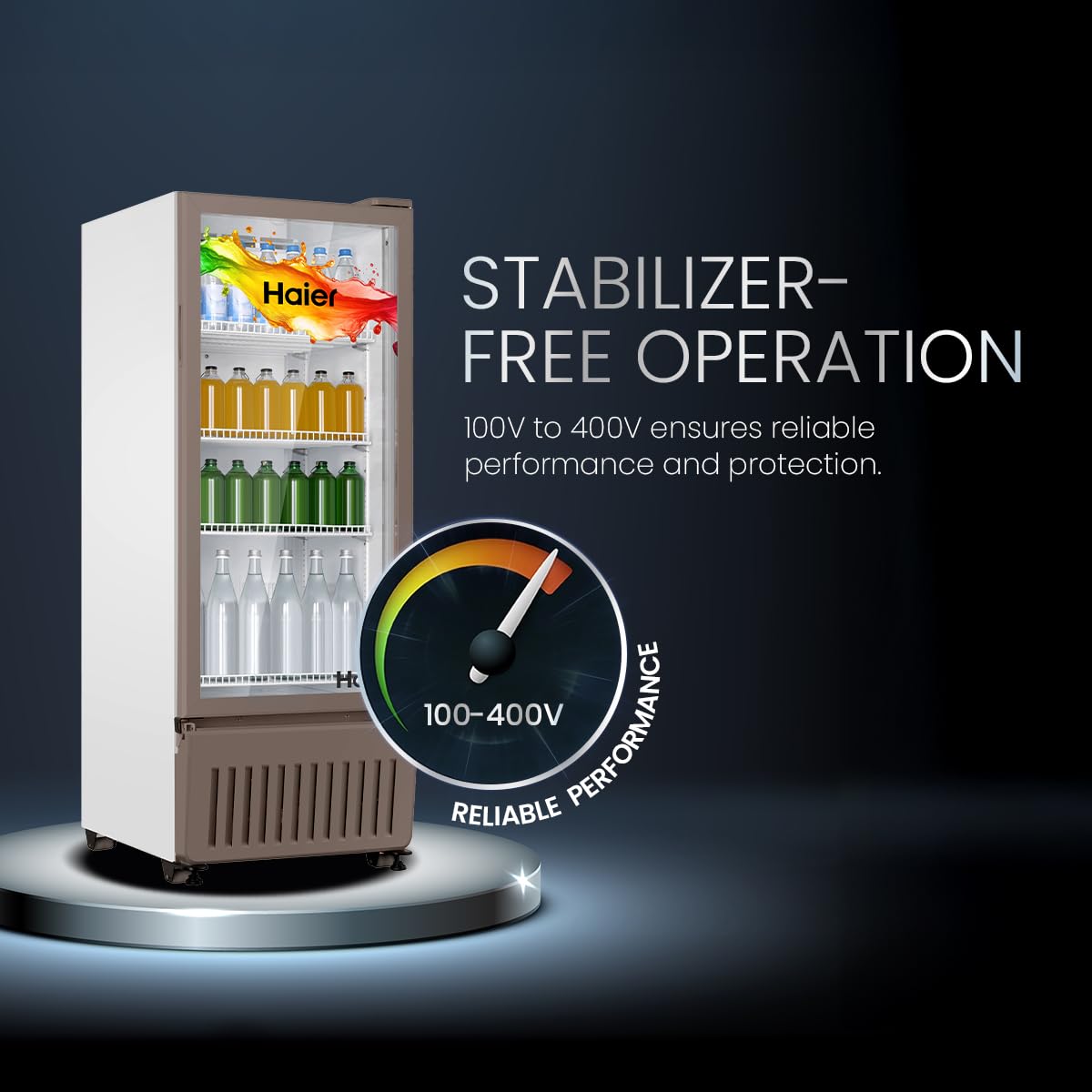 Haier 305L Visi Cooler with See-Through Glass Door, 0-10°C Cooling, 4 Adjustable Shelves, and Embossed PCM Inner Liner- HVC-305GT5