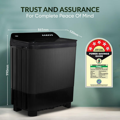 Haier 10 Kg 5 Star Toughened Glass Soft fall Technology Semi Automatic Top Loading Washing Machine -HTW100-178BKN