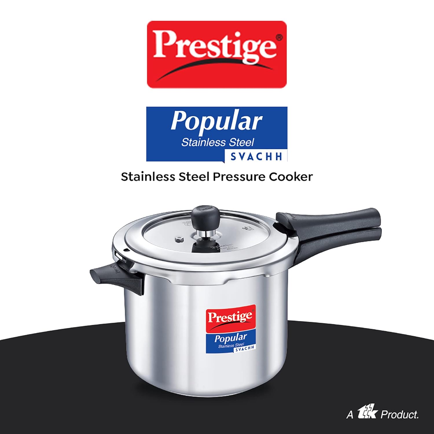 Prestige Popular Svachh Spillage Control Stainless Steel Outer Lid Pressure Cooker, 5 L (Silver)-20173