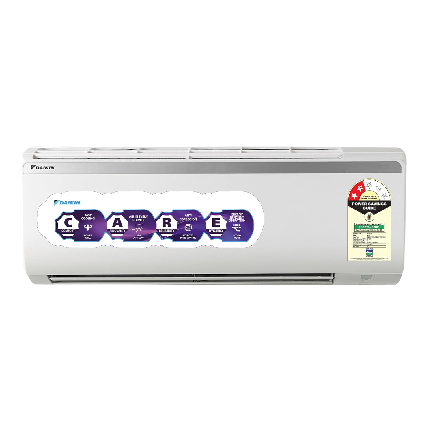Daikin 1.5 Ton 2-Star Fixed Speed Split AC - 100% Copper with DNNS Self Heal, PM 2.5 Filter, Power Chill Operation, Coanda Airflow, R-32 Refrigerant, White-(FTQ50XV16VDA)