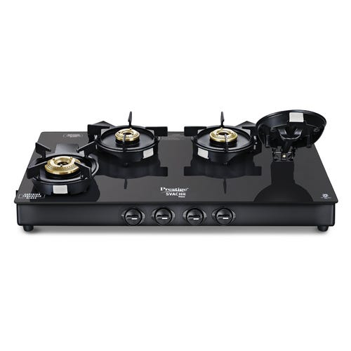Prestige Svachh Neo Gtsn 04 L Toughened Glasstop Gas Stove with Liftable 4 Burners (Black), Open-40385
