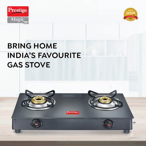Prestige Magic Plus GTMP 02 Glass Manual Gas Stove  (2 Burners)-40398