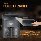 Prestige Crysta 4.5L Digital Air Fryer (1600W) with See-Through Window | 9 Preset Menus, Touch Control, Non-Stick Frying Basket & Safety Interlock | Includes Food-Grade Oil Brush, Ideal for Baking, Grilling, Roasting-41409