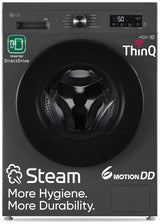 LG 8 kg 5 Star Inverter Direct Drive Front Load Washing Machine with Steam and In-Built Heater,Wi-Fi (Middle Black)-FHB1208Z4M