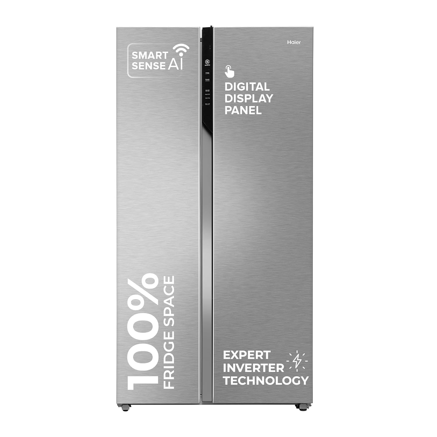 Haier 602L 3-Star Inverter Frost Free Side-by-Side Refrigerator | Toughened Glass Shelves | R600a Refrigerant | LED Lighting | Large Fruit & Vegetable Cases | Recess Handle | Energy Efficient Cooling Solution-(HRS-682SSU1, Steel Finish)