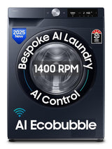 Samsung 9 kg, 5 star, AI EcoBubble, Super Speed, Wi-Fi, Hygiene Steam with Inbuilt Heater, Digital Inverter, Fully-Automatic Front Load Washing Machine (WW90DG5U24ASTL, Navy)