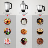 Prestige 1000 Watt Endura Mixer Grinder,6 Jars (3 Stainless Steel Jar + 1 Juicer Jar, 1 Mix-O-Keep Jar, 1 Multi-utility Jar), Black |Sturdy Stainless Steel Body|7-Efficient Stainless Steel Blades-42535