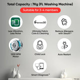 LG 7 Kg 5-Star Front Load Washing Machine with Inverter Direct Drive, 6 Motion DD Technology, and Steam Wash (Middle Black)-FHB1207Z2M