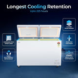 Haier 588L 5-Star Double Door Hard Top Deep Freezer | Dual Condensers | +10°C to -26°C Temperature Range | Embossed PCM Inner Liner | R-290a Refrigerant | 5-Star Energy Rated | 4 Castor Legs | 2 Baskets-(HFC-588DPW5, White)