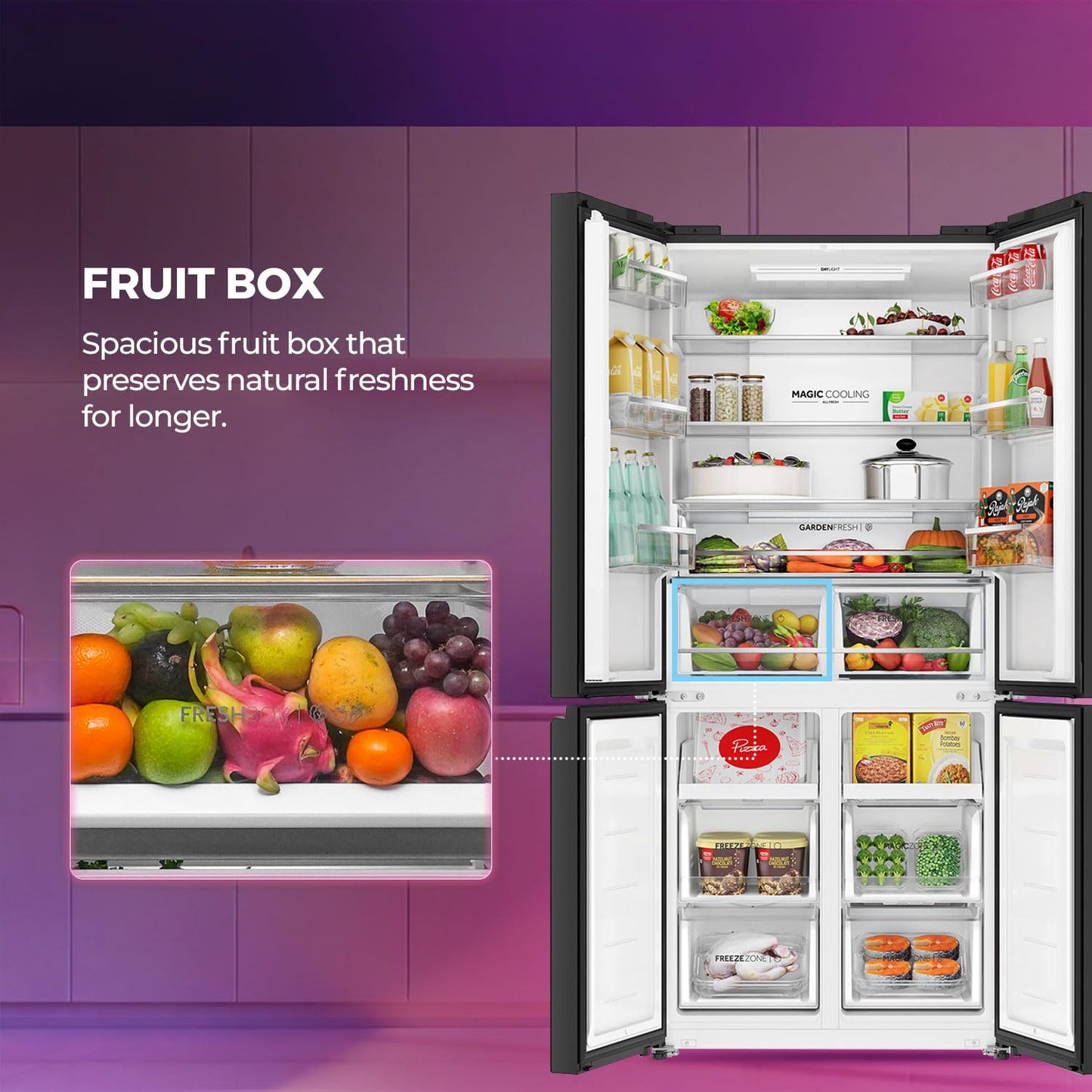 Haier 520L 3-Star Inverter Side-by-Side 4-Door Refrigerator (HRB-600RW, Rosette White, R600a Refrigerant)