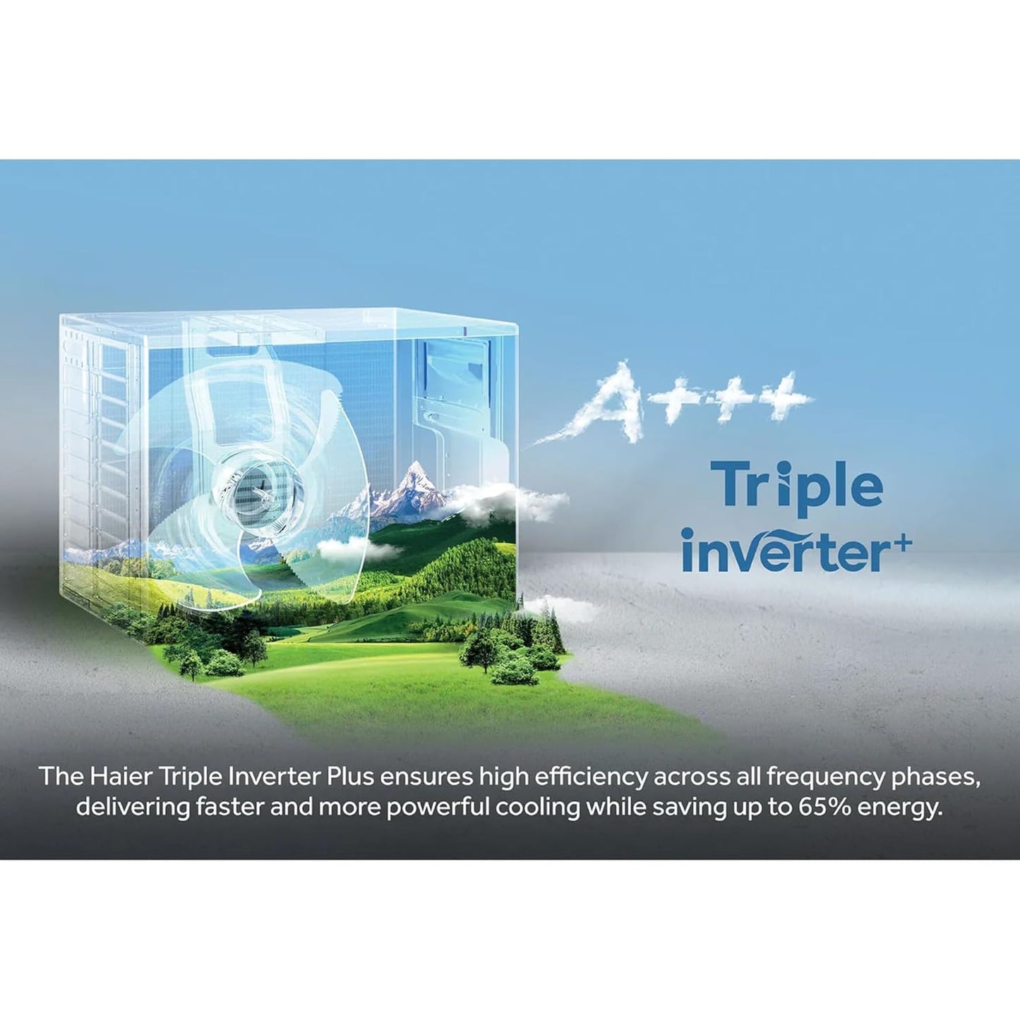 Haier 1 Ton 3 Star Triple Inverter Split AC (HSU13C-TQB3BN-INV) - 7-in-1 Convertible, Supersonic Cooling in 10s, Frost Self-Clean