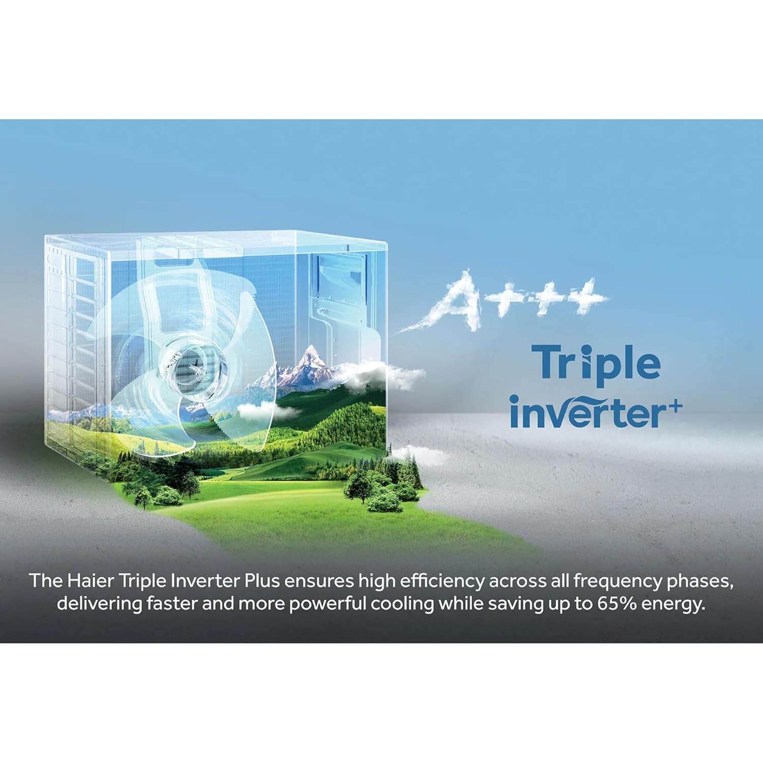 Haier 1 Ton 3 Star Triple Inverter Split AC (HSU13C-TQB3BN-INV) - 7-in-1 Convertible, Supersonic Cooling in 10s, Frost Self-Clean
