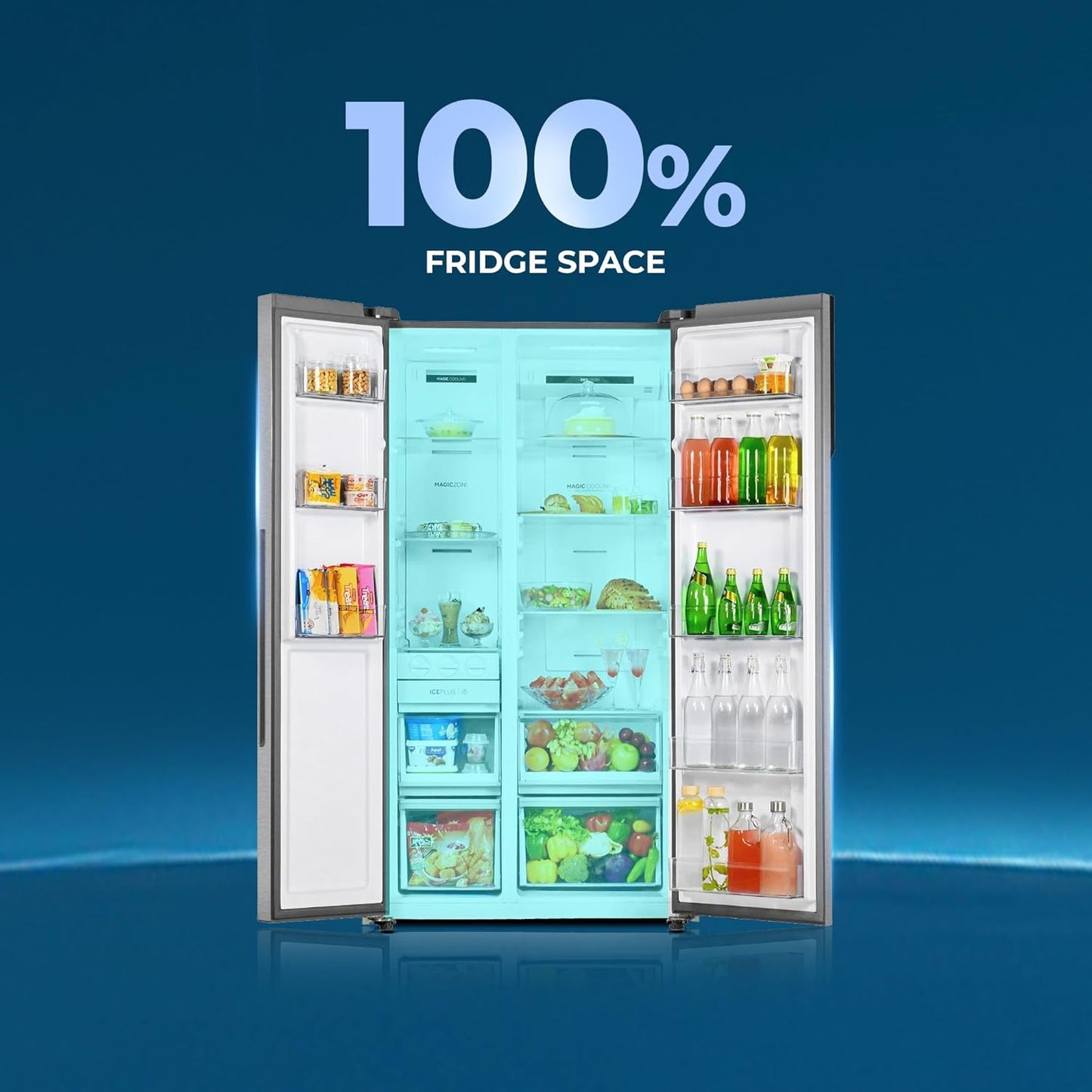 Haier 602L 3-Star Inverter Frost Free Side-by-Side Refrigerator | Toughened Glass Shelves | R600a Refrigerant | LED Lighting | Large Fruit & Vegetable Cases | Recess Handle | Energy Efficient Cooling Solution-(HRS-682SSU1, Steel Finish)