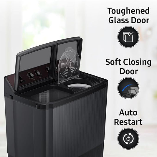 Samsung 9 Kg 5 Star Semi-Automatic Top Load Washing Machine Appliance (WT90B3560RB/TL,GRAY)