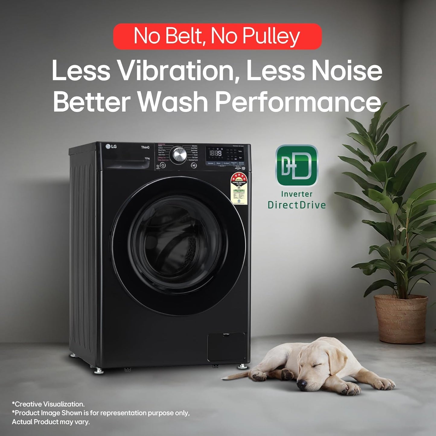 LG 12.0 kg 5 Star AI Direct Drive Front Load Washing Machine with In-Built Heater, Steam, 6 Motion DD, 1400 RPM, Wi-Fi ThinQ, and Allergy Care, Onyx Black,FHP1412Z5O