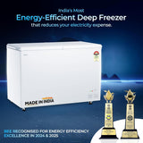 Haier 400L 5-Star Double Door Hard Top Freezer | Dual Condensers | +10 to -26°C Temperature Range | Embossed PCM Inner Liner | 5-Star Energy Rated | 4 Castor Legs for Easy Mobility | 1 Storage Basket-(HFC-410DPW5, White)