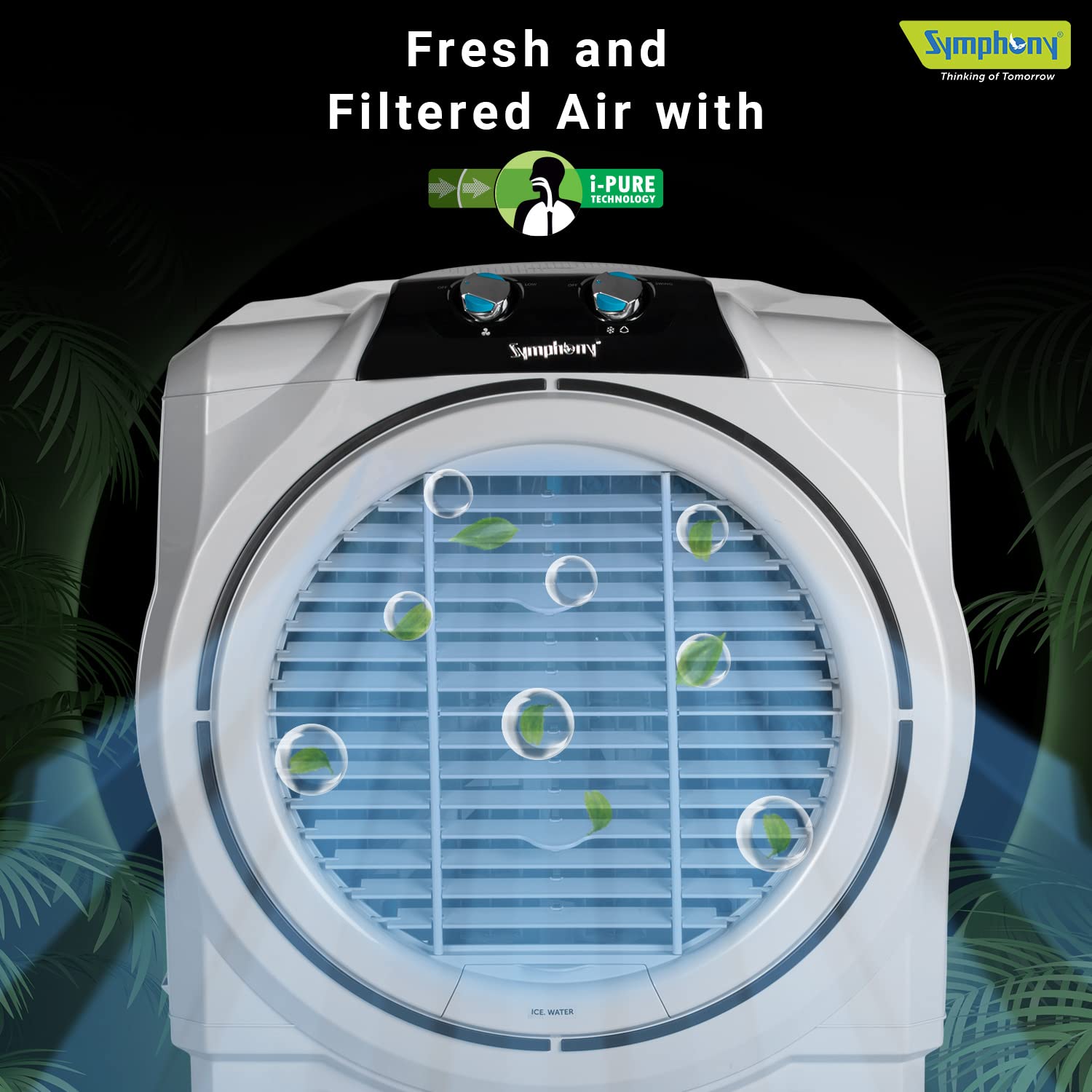 Symphony Powerful Desert Air Cooler, 75L Water Tank Capacity, Honeycomb Cooling Pads, Cool Flow Dispenser, Auto Louver Movement, High-Speed Fan-Sumo 75 XL