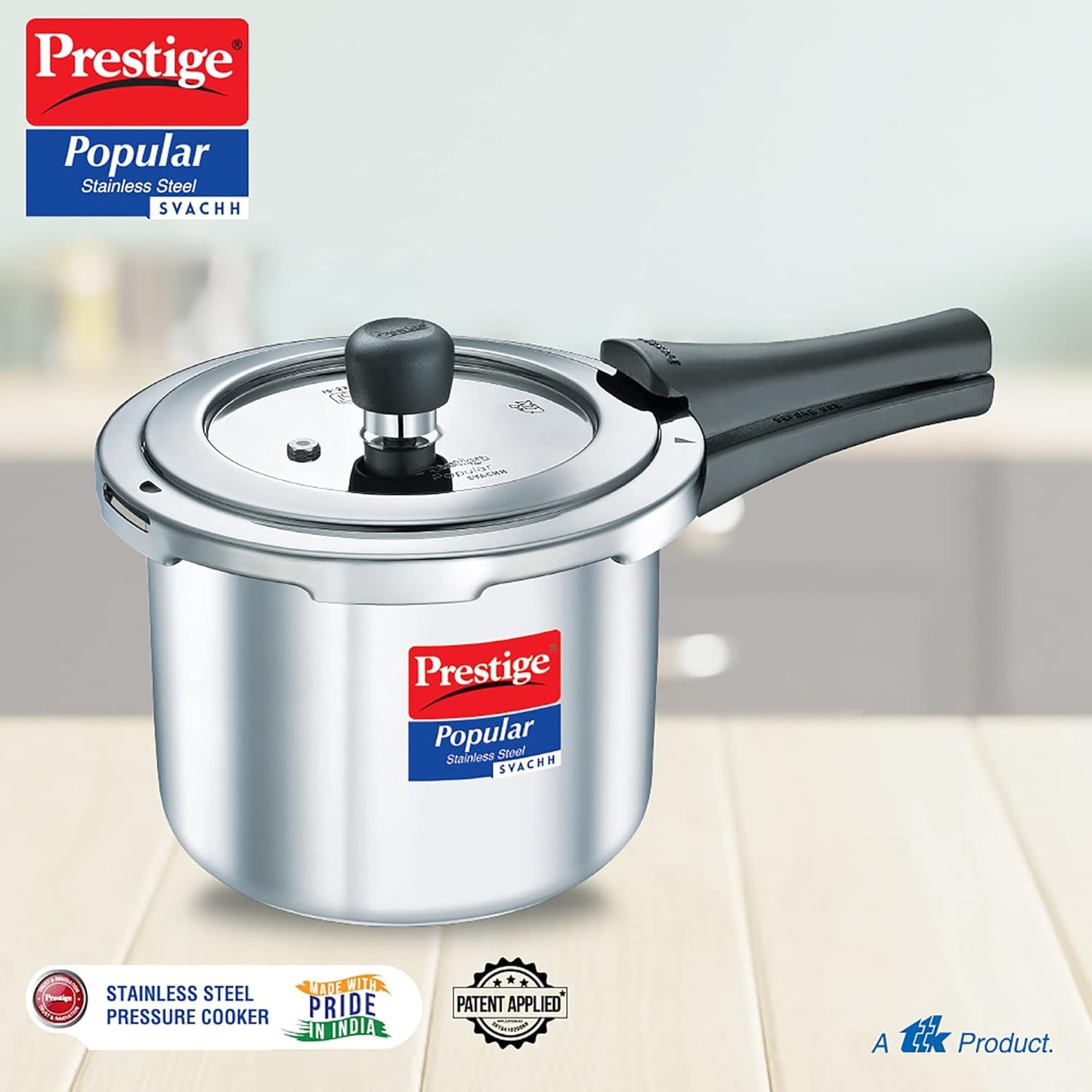Prestige Popular Svachh Spillage Control Stainless Steel Pressure Cooker, 3 L (Silver)-20172