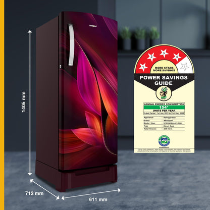 Whirlpool 236 L 4 Star Frost Free Inverter Direct-Cool Single Door Refrigerator (Auto-Defrost, Intellisense Inverter, 260 IMPRO PLUS ROY 4S WINE Breeze-Z)-73150