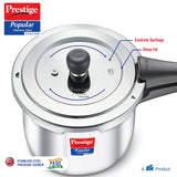 Prestige Popular Svachh Spillage Control Stainless Steel Outer Lid Pressure Cooker, 5 L (Silver)-20173