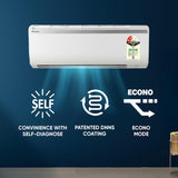 Daikin FTQ Series 1 Ton 2-Star Non-Inverter Split AC (3.35 kW / 11430 Btu/h Cooling, 3.90 ISEER, PM 2.5 Filter, New Coanda Airflow, Power Chill, Econo Mode, R-32 Refrigerant, White Indoor Unit)-FTQ35XV16WBB