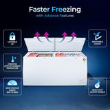 Haier 788L 4-Star Double Door Hard Top Deep Freezer | Convertible Technology | Dual Condensers | +10°C to -26°C Range | Embossed PCM Inner Liner | 6 Castor Legs for Mobility-(HFC-788DPW4, White)