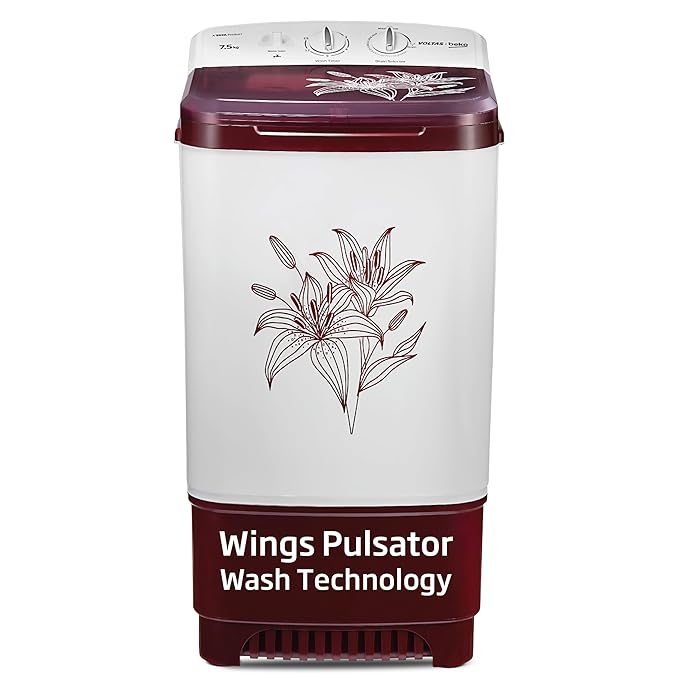 Voltas beko, A TATA Product 7.5 kg Semi - Automatic Top Load Washer ( WST75BBRT, Burgundy, Wings Pulsator wash method)