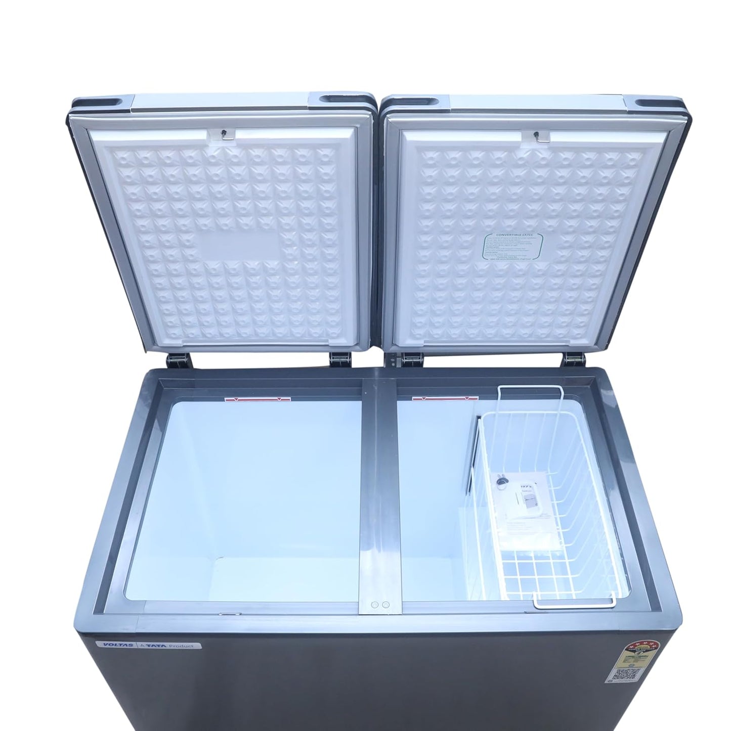 Voltas 303L Convertible Hard Top Deep Freezer (CVF321DA5-W1-GW, Grey, Stainless Steel Door, RC-5 Thermostat Control)